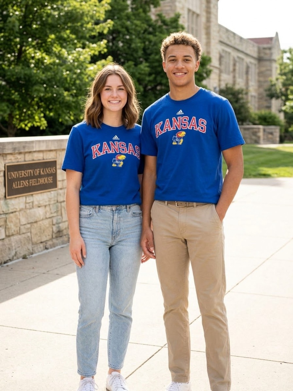 adidas the go-to tee Blue Kansas Jayhawk Graphic Tee, university of Kansas Large